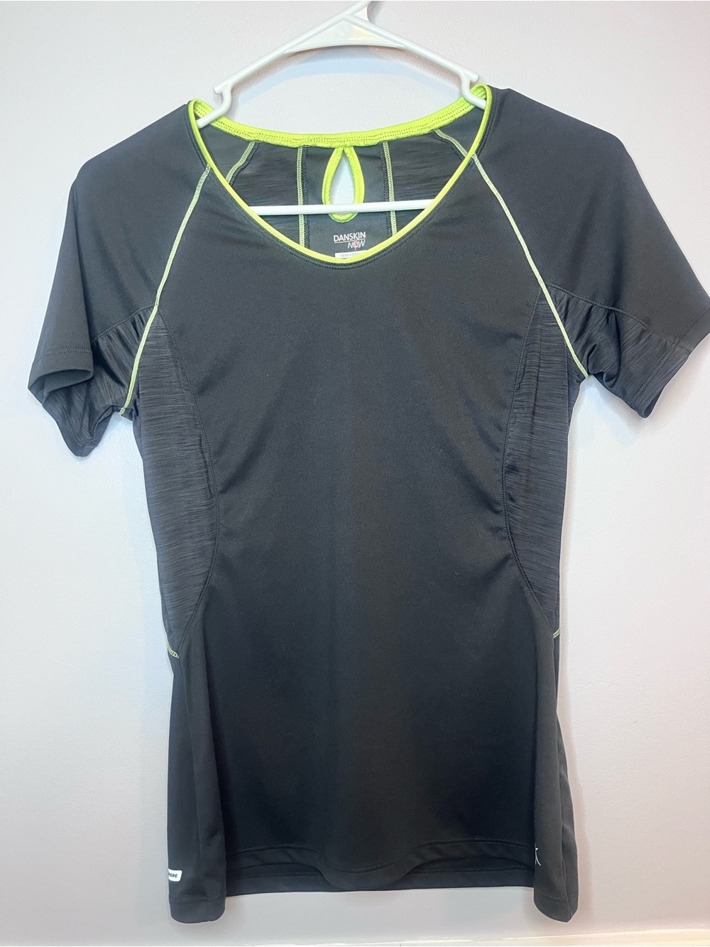 Danskin Black Short-Sleeve Active Tee with Lime Trim